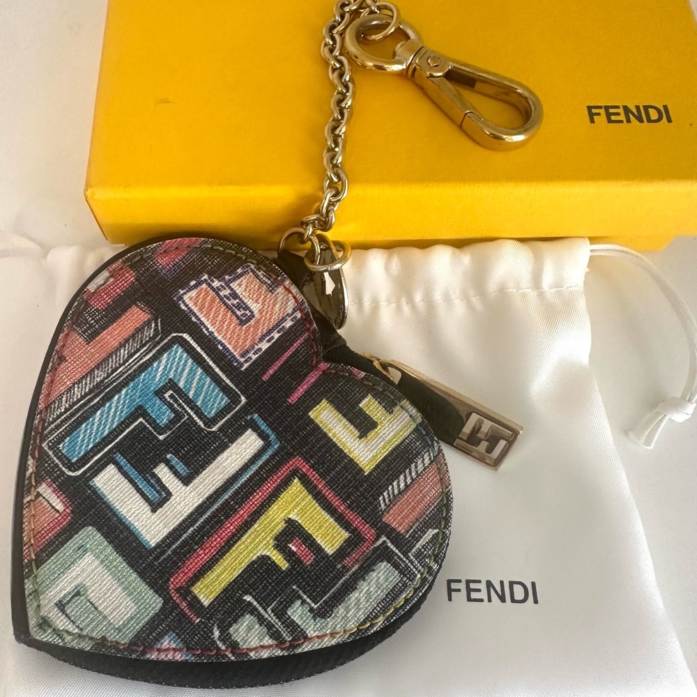 Fendi Multicolor Heart Keychain / coin purse / bag charm